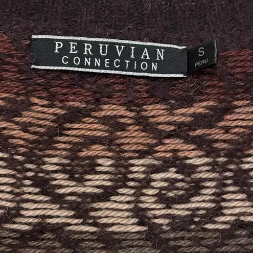 Peruvian Connection Burgundy Brown Baby Alpaca Wool Knit Mini Dress Size Small