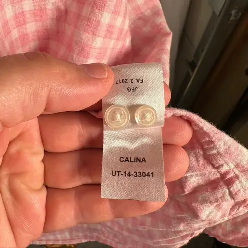 UNTUCKit Womens Pink Gingham Checkered 100% Cotton Button Down Shirt Size 0