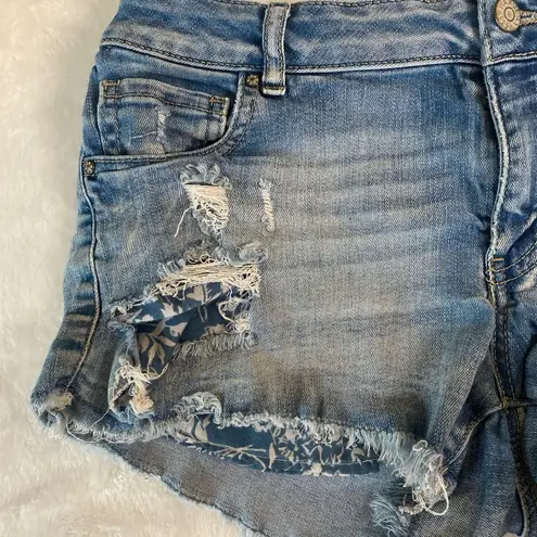 Wax Jean Blue Distressed Jean Shorts Raw Hem