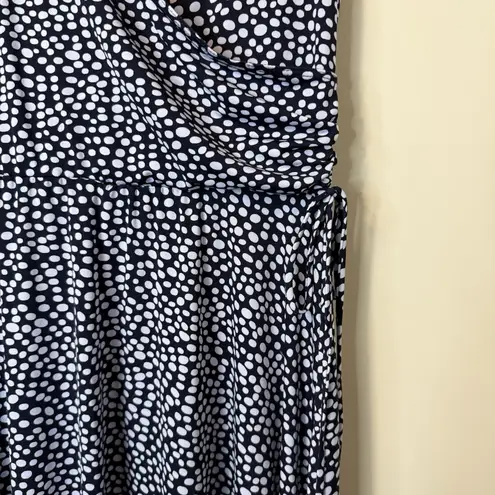Chadwick's Women's Vintage Navy/White Polka Dot Stretchy A Line Dress. Sz Large