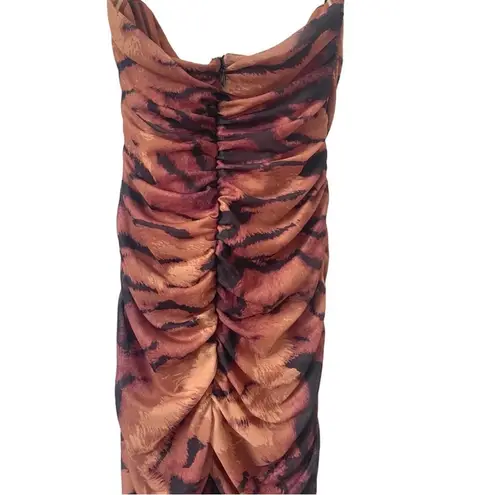 Camila Coelho NEW Revolve Diana Midi Dress in Black Tiger Stripe Brown Black S
