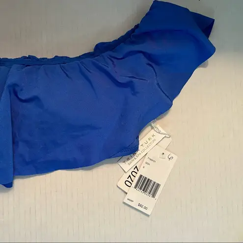 Trina Turk  Bikini TOP ONLY Getaway Solids Swim Knit in Blue Sz 6 NWT Ruffled