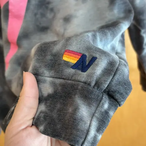 Aviator Nation Black Grey Tie Dye Pink Lightning Bolt Sweatshirt USA Size XS