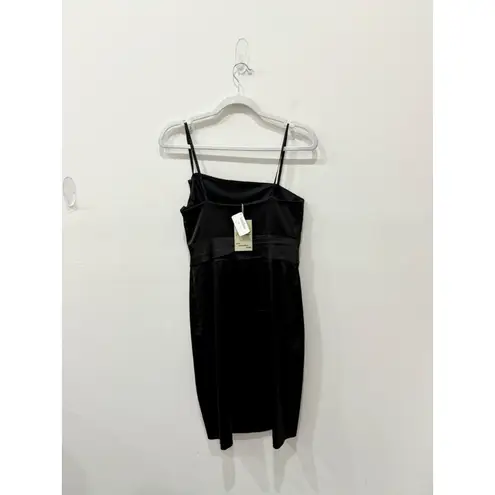 David Meister NWT Sleeveless Spaghetti Strap Peplum Mini Sheath Dress Black 4