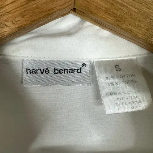 Harvé Benard Harve Benard Womens size Small Button Collared Tie 3/4 Sleeve Blouse Top White