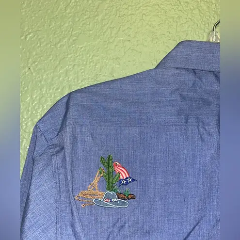 80s 90s vintage western cowboy cowgirl rodeo patriotic blouse shirt set Size L