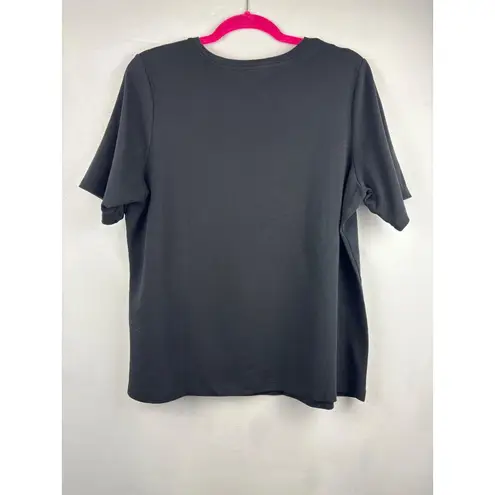 Isaac Mizrahi Live! Essentials Black Crew Neck T-Shirt 1X 100% Cotton Womens