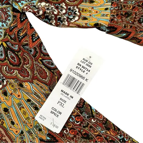 NEW MSK Abstract Print A Line Dress Size PXL Brown