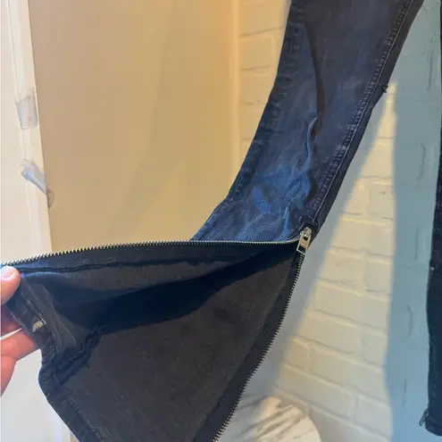 All Saints jeans black faded distressed skinny zipper ankles