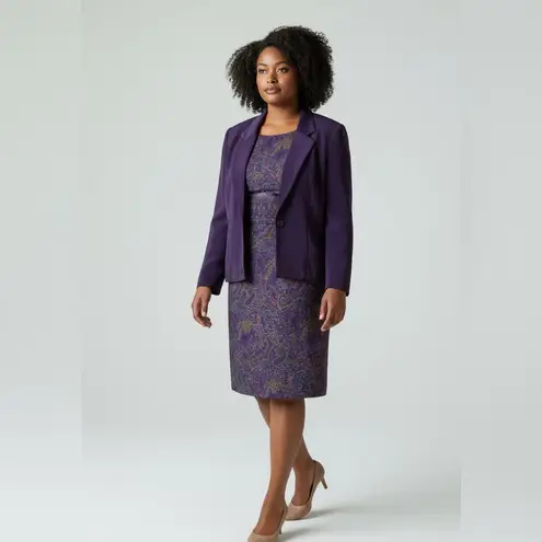 Koret Paisley Dress with embroidered Blazer set size 18 Purple
