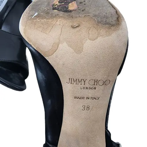 Jimmy Choo Leather Black Theresa 100 D'orsay Sandals Open Toe Size 8