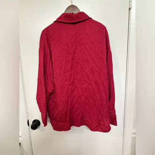 Stateside Anthropologie Button Down Red Blouse Size L Viscose NWOT