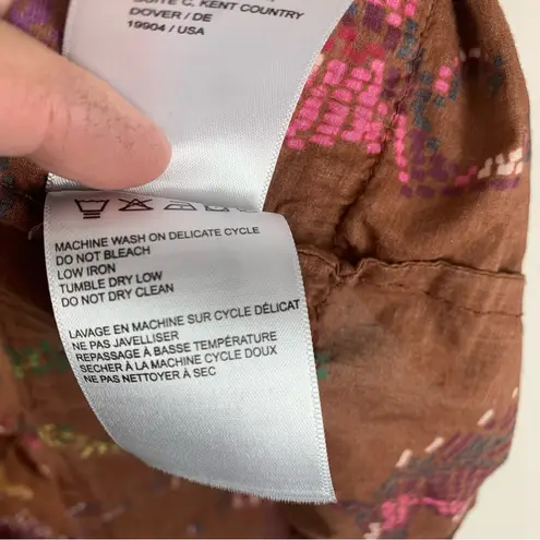 Farm Rio size small dotted horse maxi Brown puff Long Sleeve Dress