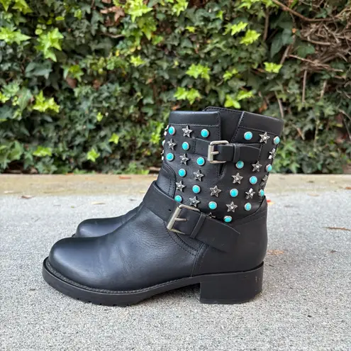 Valentino Garavani Valentino Rockstud Rolling black leather biker motorcycle boots size IT 35.5 5.5