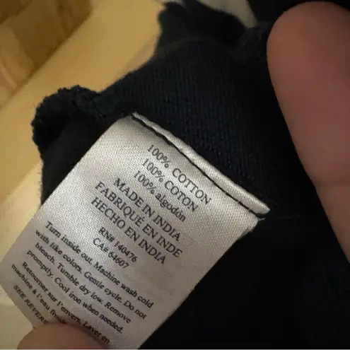 FAHERTY Cotton Sport Jersey Tee Strriped Navy White Size Medium Flared Sleeve Blue