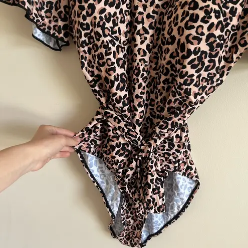 One Piece Meet.Curve NWT Leopard Printed  Swimsuit with Sleeves- Size 2XL