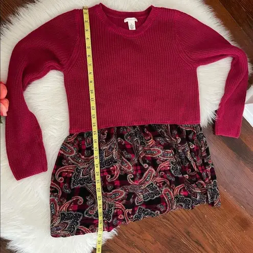 Westbound Burgundy Paisley Sweater BOHO Top