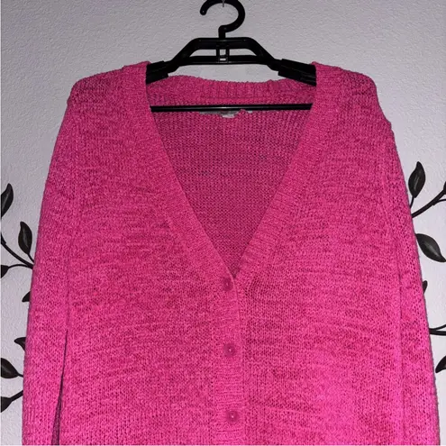 Loft  Women's Hot Pink Knit Cardigan Button Front Size Small
