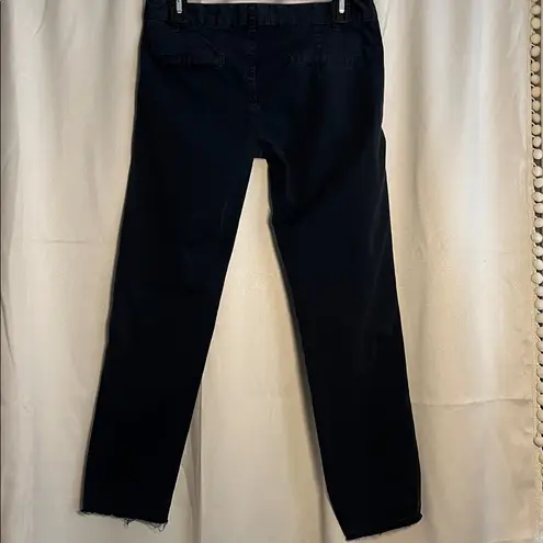 Nili Lotan East Hampton Cropped Raw Hem Navy Cotton Twill Pants Size 0 Blue