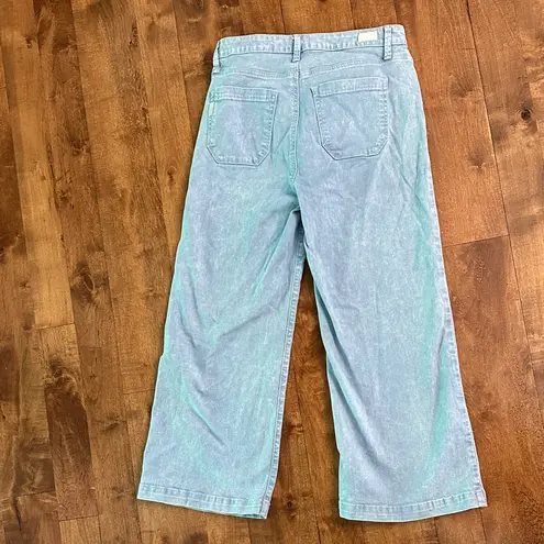Paige  Genesee Crop Wide Leg Light Blue Jeans, Sz 28