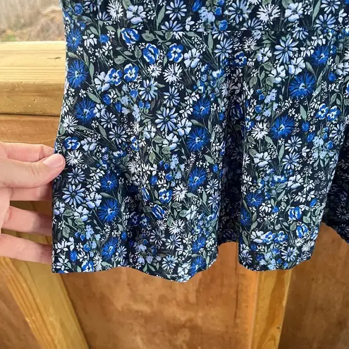 Lucky Brand  Blue Floral Long Sleeve Mini Dress Size XS