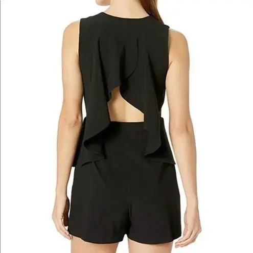 BCBGMAXAZRIA  Women's Black V-neck Sleeveless Draped Open Back Romper Size XXS‎