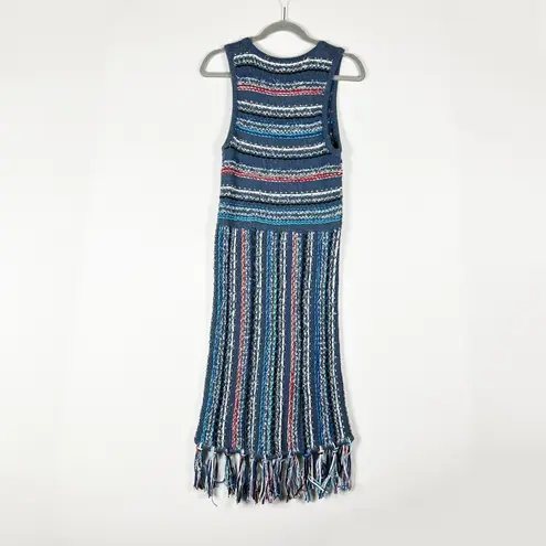 Derek Lam  10 Crosby Wool Blend Textured Crochet Knit Fringe Tassel Sweater Dress