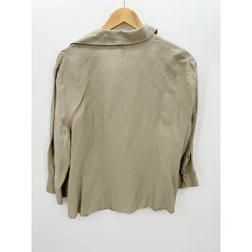 East 5th Tan Linen Rayon Blend Midi Skirt Set Button Down Shirt XL Coastal