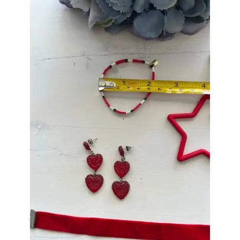 Red Jewelry lot Earrings Choker Bracelet Star Heart Hoop Valentine's Day