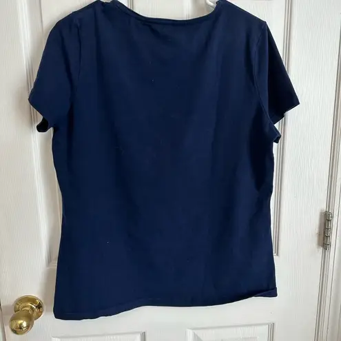 kim rogers Women’s ® Short Sleeve Shell Graphic T Shirt Size M Navy Blue seashell