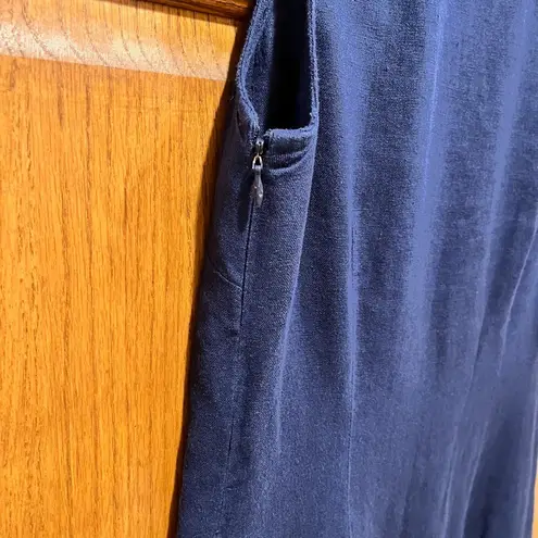 Sail To Sable 100% Linen Navy & White Mini Length Shift Dress - Size Small