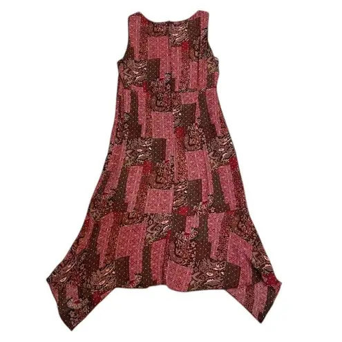 Scarlett Midi Dress Paisley Print Y2K Sleeveles Sundress Red Brown Sz 7/8