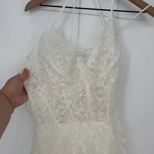 Lulus Glorious Luxury White Sheer Tulle Embroidered Beaded Maxi Dress Size XL