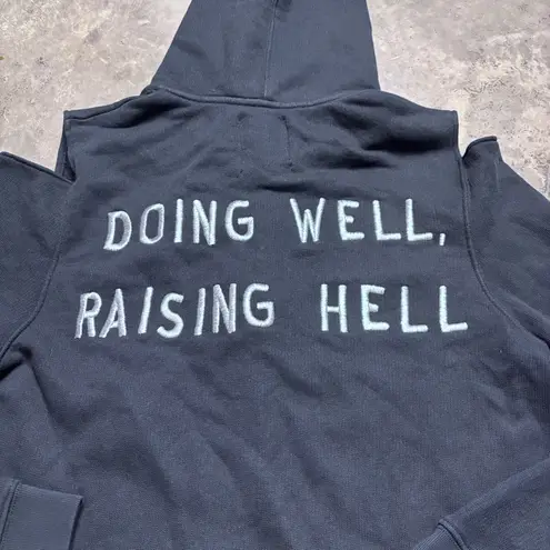 Zoe Karssen Cold Shoulder Womens Large Sweatshirt Cyberpunk Grunge Hoodie Black