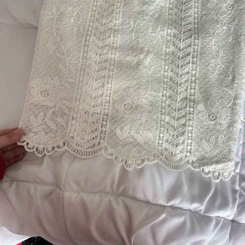 ASTR the Label Womens XS White Ivory Lace Up Crochet Mini Dress Floral