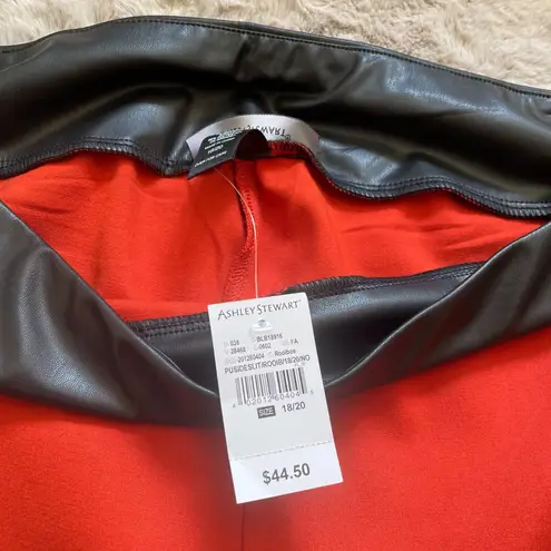 Ashley Stewart NWT Pull On Pant Faux Leather Trim Stretc Orange Size 18/20 Plus