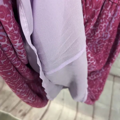 Rails Carla Magenta Cheetah print midi dress girly chic lined buttons Large