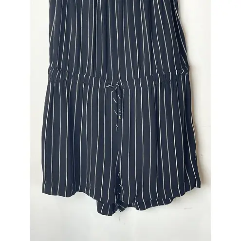 Fifteen Twenty Black And White Striped Tie Waist Spaghetti Strap Romper S