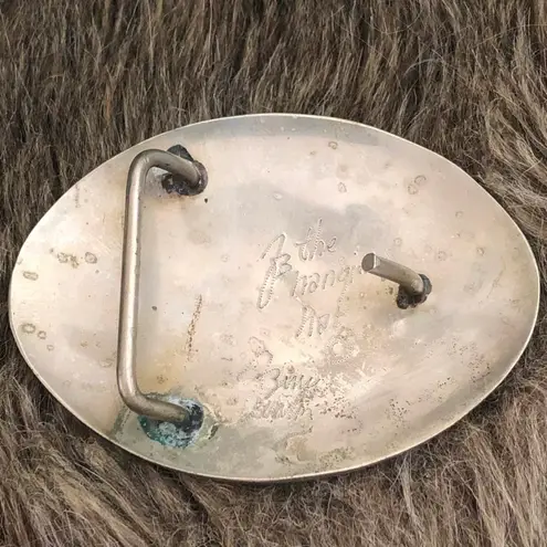 Vintage artist signed inlaid stone belt buckle