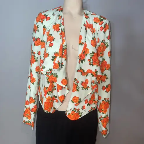 BCNU semi cropped light blue orange floral jacket blazer NWT size Medium