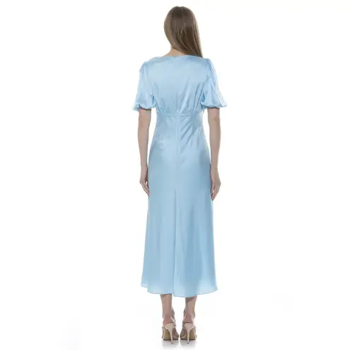 Alexia Admor NWT Lorelei Halogen Blue Satin Button Midi Dress