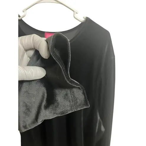 Woman Within Sweater Womens 2X Black Velvet Velour Long Sleeve Crew Neck Tunic
