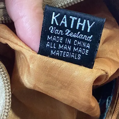 Kathy Van Zeeland Gold Vegan Leather and Vegan Suede Studded Shoulder Bag