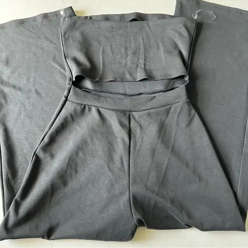 Wasabi + Mint Take A Minute Wide Leg Strapless Jumpsuit in Black small