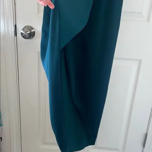 Shona joy Luxe Plunging Frill Maxi Dress In Emerald Green Size 4