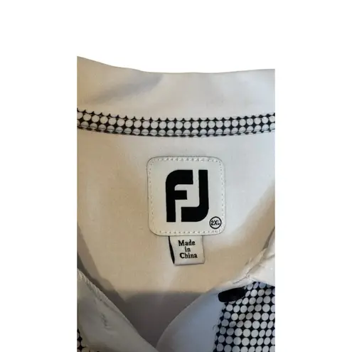 FootJoy Womens Shirt SS Lisle Golf Dot Print Yoke Monterey Country White 2XL NWT
