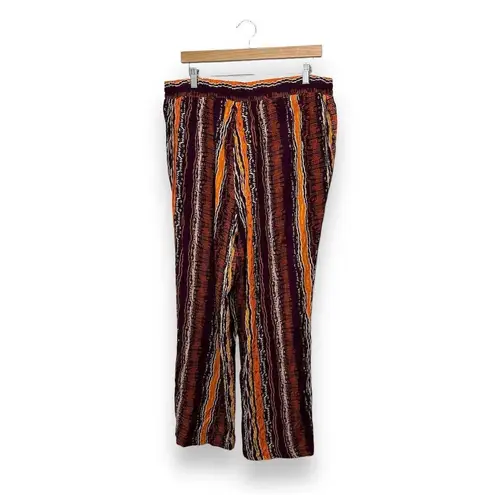 NWT LILI Sport Women Striped Wide Leg Pants Black/Orange Size 1X Vacation Party Orange