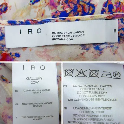 IRO NEW Paris galary silk blend floral print fit and flare dress, French 38