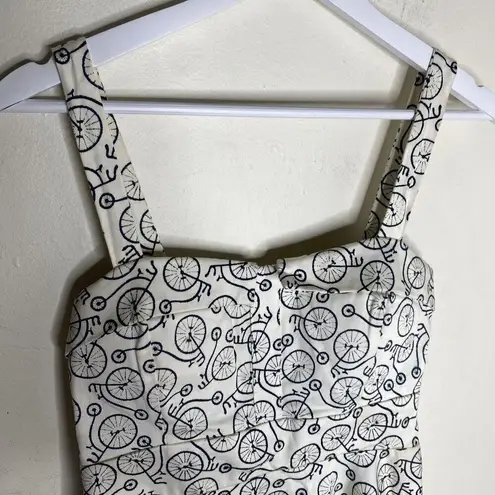 Ixia White & Black Bicycle Print Pinup Fit &Flare Mini Dress Size Large