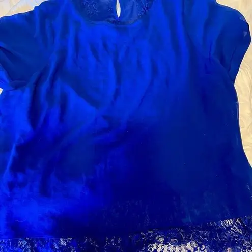 City Chic Blue Short Sleeve Mandarin Collar Blouse